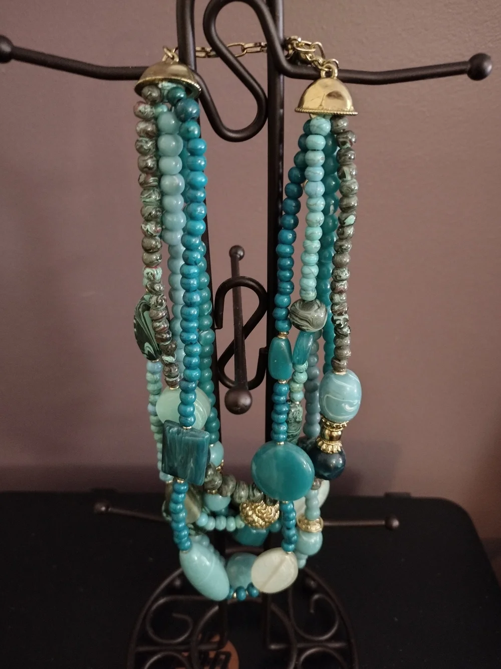 Chico's Teal Multi-Strand Beaded Necklace